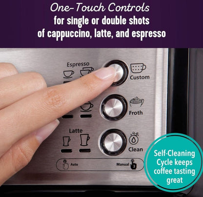 Used Mr. Coffee Espresso and Cappuccino Machine, Stainless Steel, Programmable Coffee Maker with Automatic Milk Frother, 15-Bar Pump, Ideal for Home B